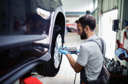 Tire changing at car service